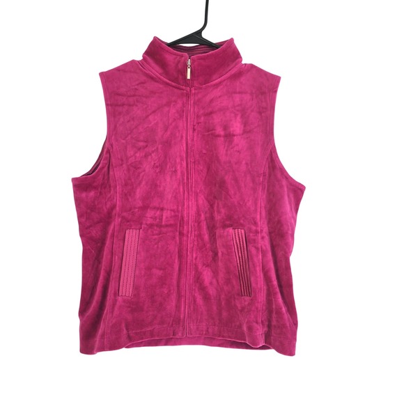 White Stag Jackets & Blazers - White Stag Womens Pink Zip Up Velour Vest Size S‎ 4 6